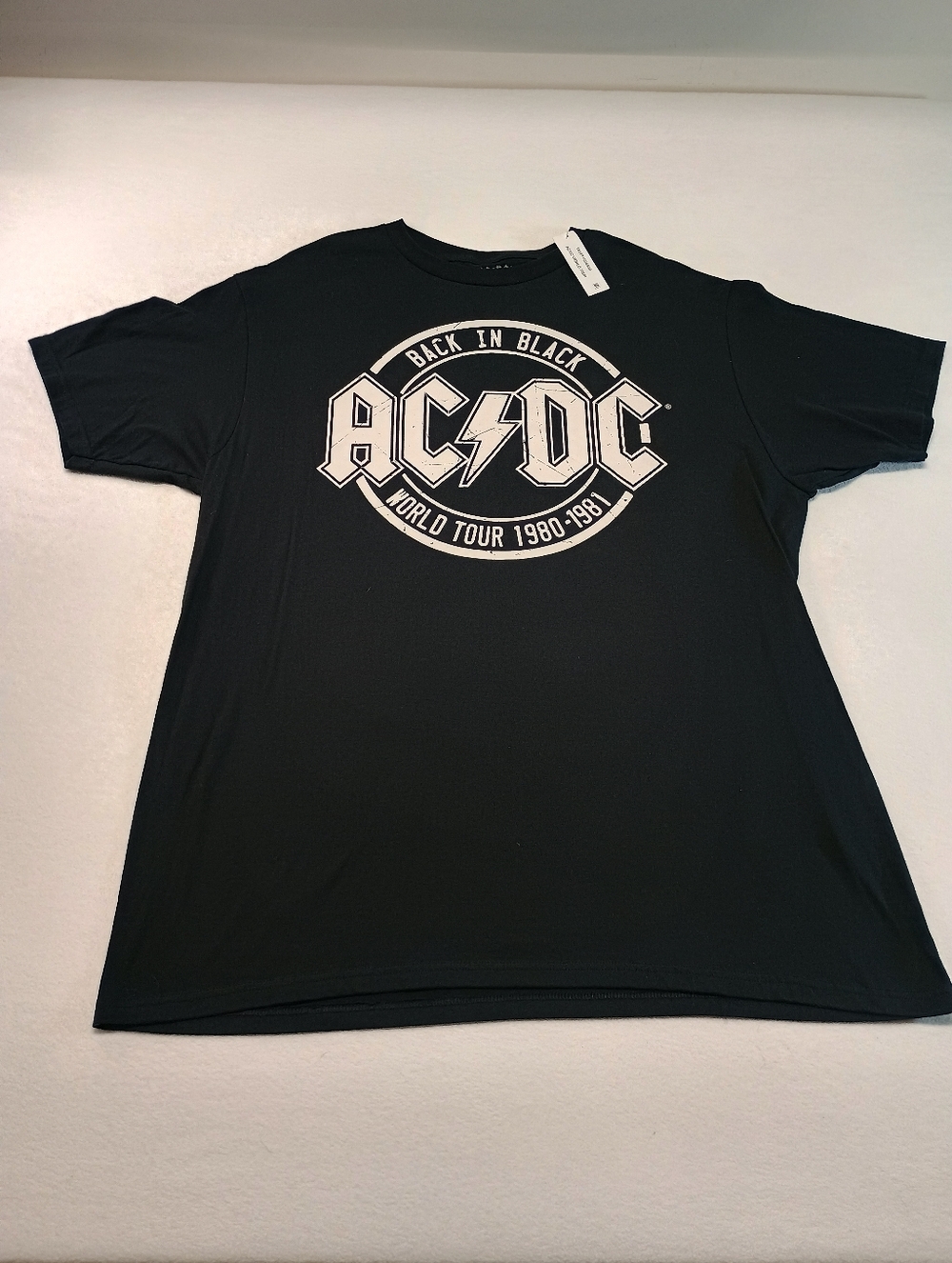 AC/DC Mens L Black 'Back In Black' World Tour Graphic Tee